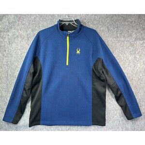 Spyder Sweater Men's 2XL Blue Transport 1/2 Zip Long Sleeve Ski Performance
